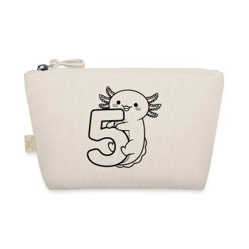 Axolotl hugging the number 5 cartoon illustration - Organic Pouch - nature - Front