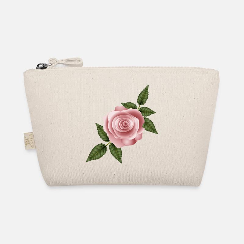 Delicate dusky pink rose with elegant green leaves Organic Pouch