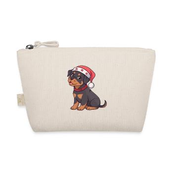 Santa Rottweiler Christmas Puppy - Organic Pouch - nature - Front