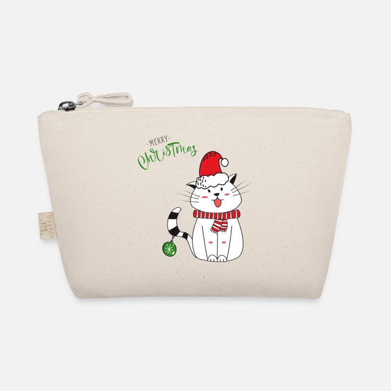 Christmas Cat with Santa Hat Organic Pouch