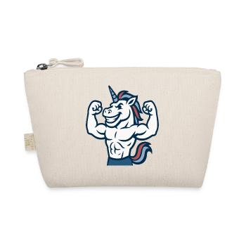 Smiling Unicorn Gym Maskottchen Power Flex Design - Bio-Täschchen - Natur - Vorne