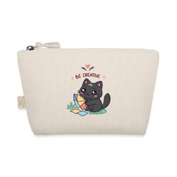 Creative Cat and Colorful Origami - Organic Pouch - nature - Front