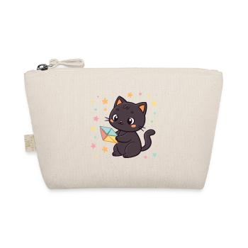 Schwarze Katze und Origami-Umschlag - Bio-Täschchen - Natur - Vorne
