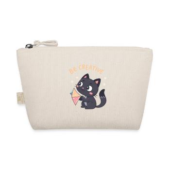 Kawaii Cat and Creative Kite - Organic Pouch - nature - Front