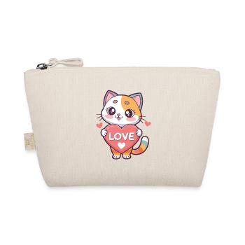 Chat kawaii cœur Love - Trousse biologique - nature - Devant