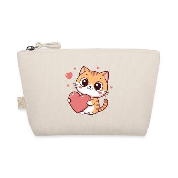 Kawaii Herzkatze verliebt - Bio-Täschchen - Natur - Vorne