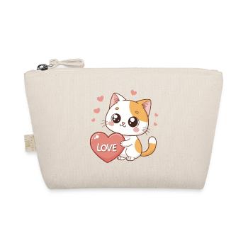 Kawaii Katzenherz-Liebe - Bio-Täschchen - Natur - Vorne