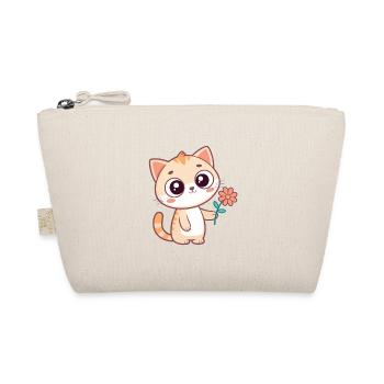 Kawaii-Katze und Pastellblume - Bio-Täschchen - Natur - Vorne