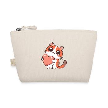 Chat câlin cœur pastel - Trousse biologique - nature - Devant