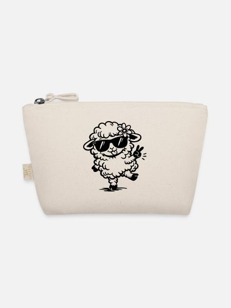 Tanzendes Schaf mit Sonnenbrille Doodle - Bio-Täschchen - Natur - Vorne