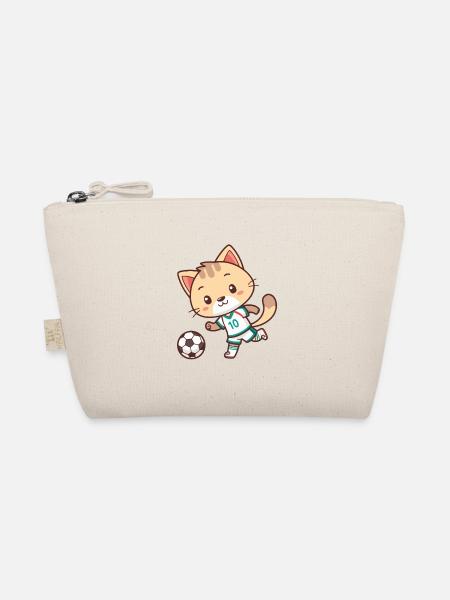 Cat football player number 10 - Organic Pouch - nature - Front