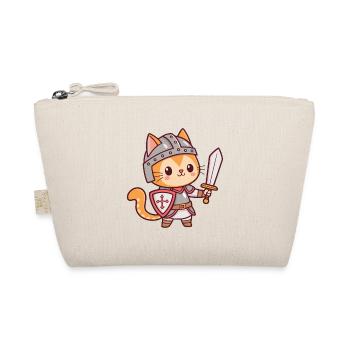 Kawaii Knight Cat with Sword - Organic Pouch - nature - Front