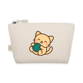 Cuddly kitten and blue ball - Organic Pouch - nature - Front