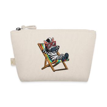 Zebra relaxing in deck chair with colorful stripes - Organic Pouch - nature - Front