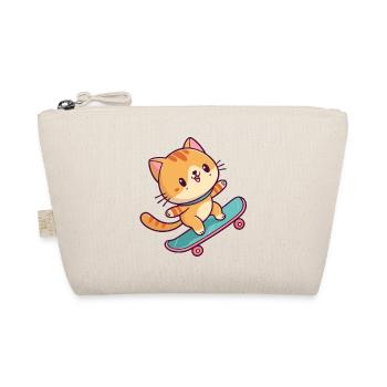 Colorful Skateboard Kitten - Organic Pouch - nature - Front