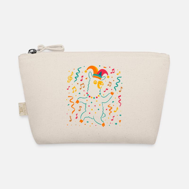 Dancing Carnival Alpaca with Jester's Cap Organic Pouch