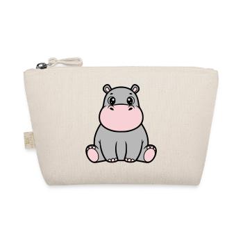 Cute Baby Hippopotamus Sitting Kawaii - Organic Pouch - nature - Front