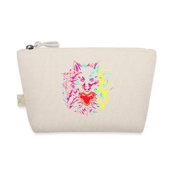 Wolf Hugs Heart Valentine's Day Gift - Organic Pouch - nature - Front