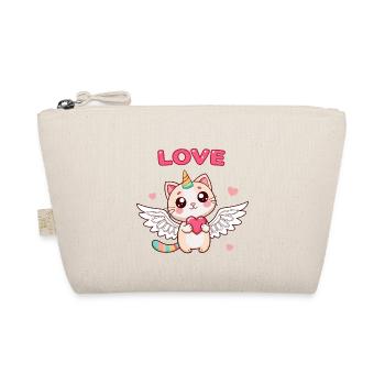 Winged Unicorn Cat and Enchanted Heart - Organic Pouch - nature - Front