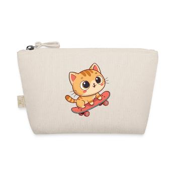 Kitten skate on a trendy board - Organic Pouch - nature - Front