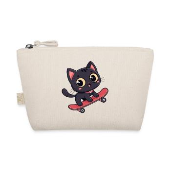 Kitten on Skateboard Adorable - Organic Pouch - nature - Front