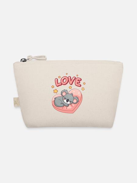 Koala schläft auf Pastellherz - Bio-Täschchen - Natur - Vorne