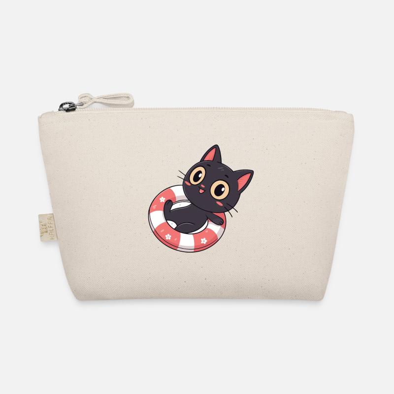 Chat noir sur bouée fleurs Trousse biologique