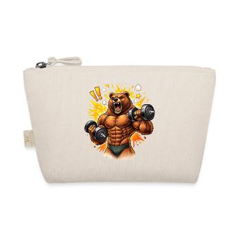 Strong Bodybuilder Bear Illustration - Organic Pouch - nature - Front