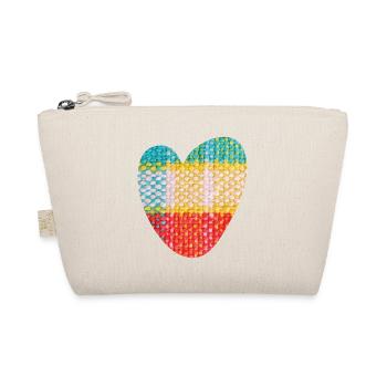 Herz Stoff Textil Love Liebe Muster Valentinstag - Bio-Täschchen - Natur - Vorne