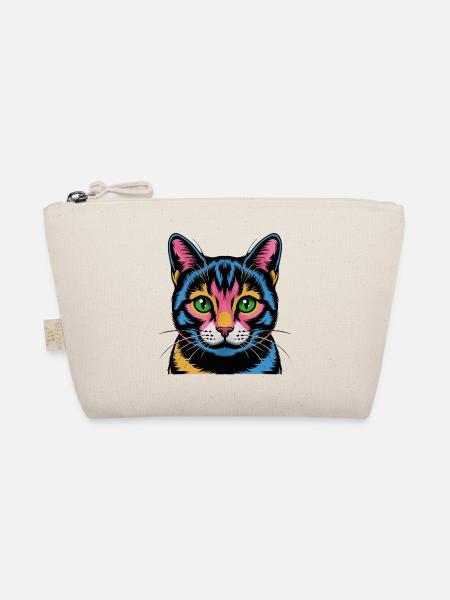 Colorful Pop Art Cat Neon Look - Organic Pouch - nature