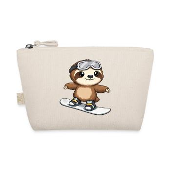 Cute Sloth Snowboard Winter Winter Sports - Organic Pouch - nature - Front