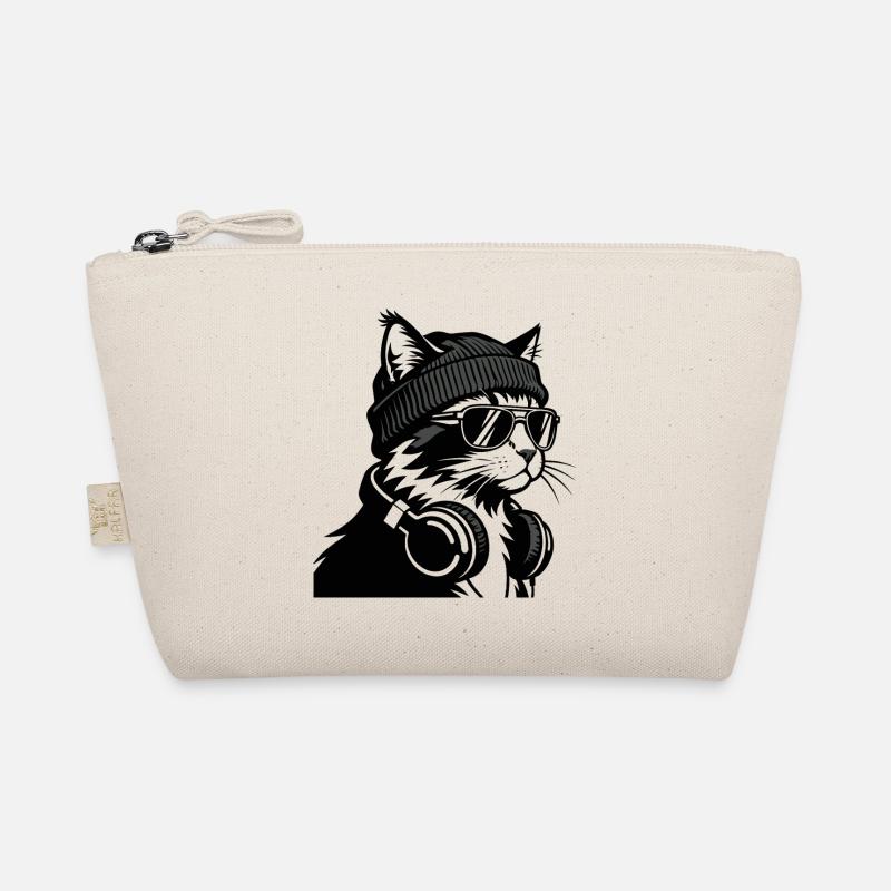 Cat DJ Cosy Black Knit Organic Pouch