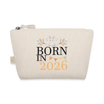 Born in 2026 Baby Hase bald Mama Geschenk - Bio-Täschchen - Natur - Vorne