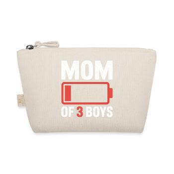 Mom of 3 Boys Battery Logo - Organic Pouch - nature - Front