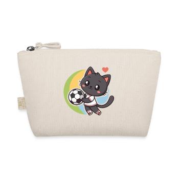 Black Sports Kitten und Fußball - Bio-Täschchen - Natur - Vorne