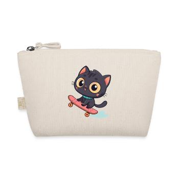 Kawaii black skateboard cat - Organic Pouch - nature - Front