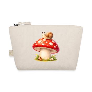 Toadstool with Snail Cute Forest Motif - Organic Pouch - nature - Front