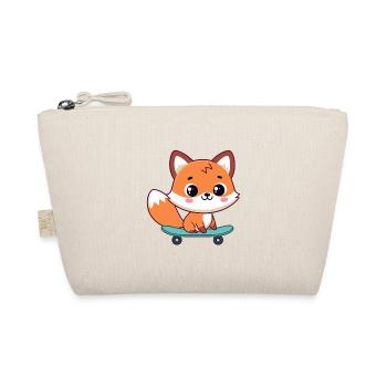 Kawaii Fox on Skateboard - Organic Pouch - nature - Front
