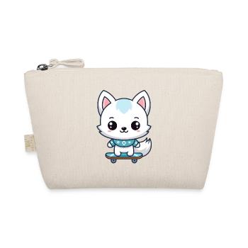 Little Fox Skateboard Blue - Organic Pouch - nature - Front