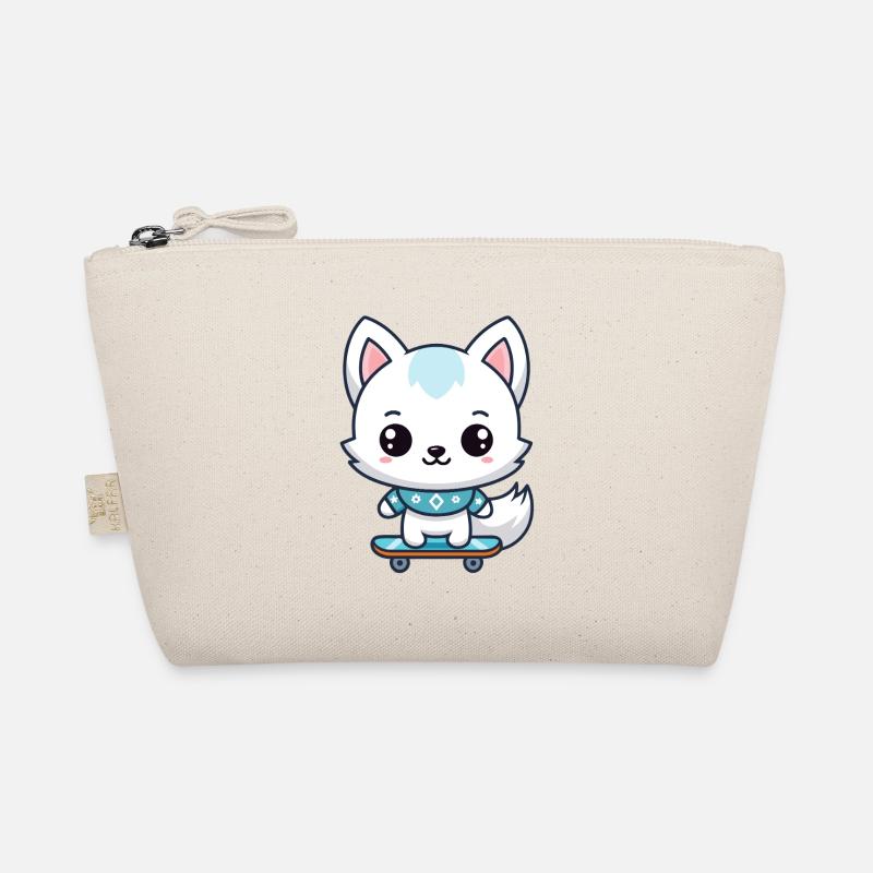 Little Fox Skateboard Blue Organic Pouch