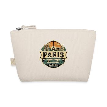 Retro Paris France Vintage Skyline Emblem - Organic Pouch - nature - Front