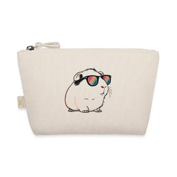 Meerkaninchen mit Retro-Sonnenbrille - Bio-Täschchen - Natur - Vorne