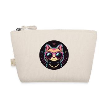 Cat Cartoon Neon Pink Glasses - Organic Pouch - nature - Front