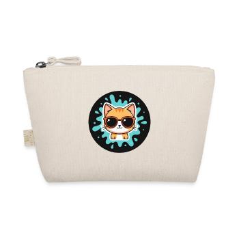 Chaton solaire lunettes turquoise - Trousse biologique - nature - Devant