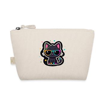 Schwarze Katzenregenbogenbrille - Bio-Täschchen - Natur - Vorne