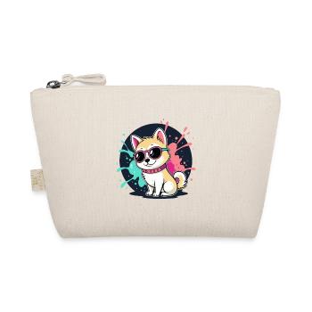 Kawaii Welpen-Sonne und Brille - Bio-Täschchen - Natur - Vorne