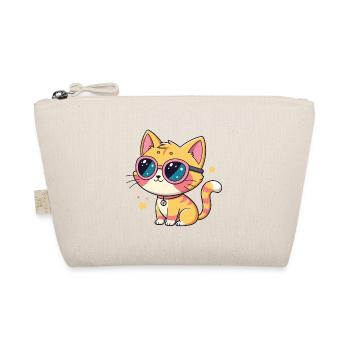 Kawaii-Katzen-Pastellrosa Brille - Bio-Täschchen - Natur - Vorne