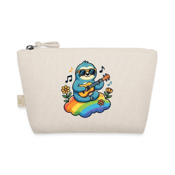 Faultier mit Gitarre auf Regenbogenwolke Hippie - Bio-Täschchen - Natur - Vorne