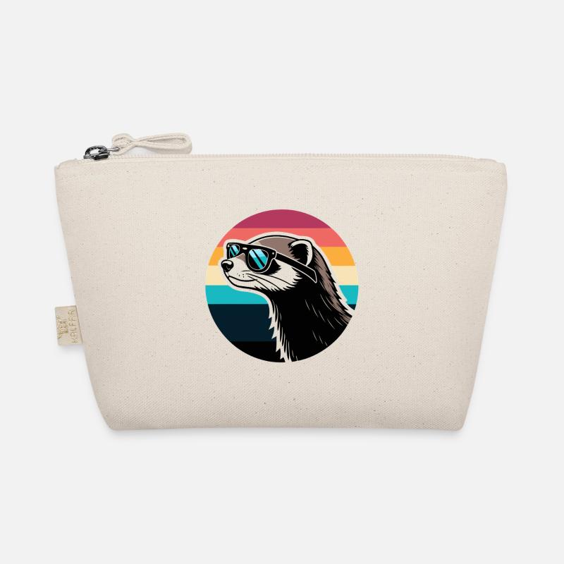 Ferret silhouette retro rainbow Organic Pouch