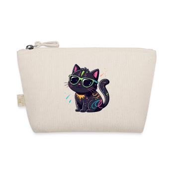 Neon black cat and glasses - Organic Pouch - nature - Front